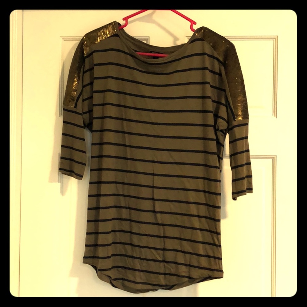 Ann Taylor Sequin Sleeve Shirt
